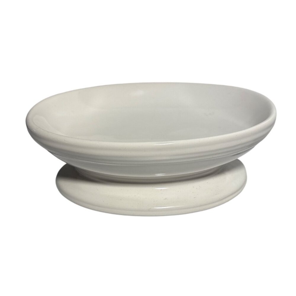 Allure Soap Dish Pedestal Base White Ceramic 6" Diameter Minimalist